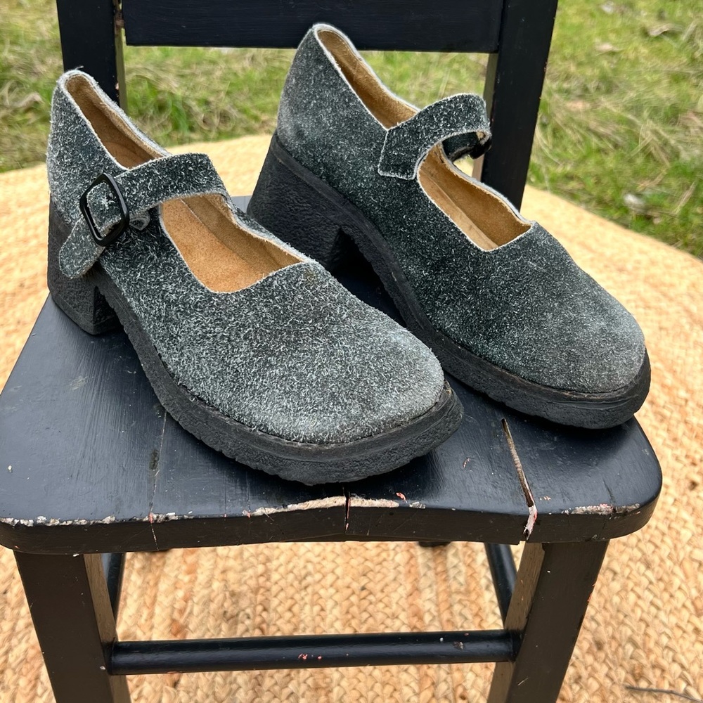 Girl punk Women's Grey Suede Camper Mary Jane Shoes